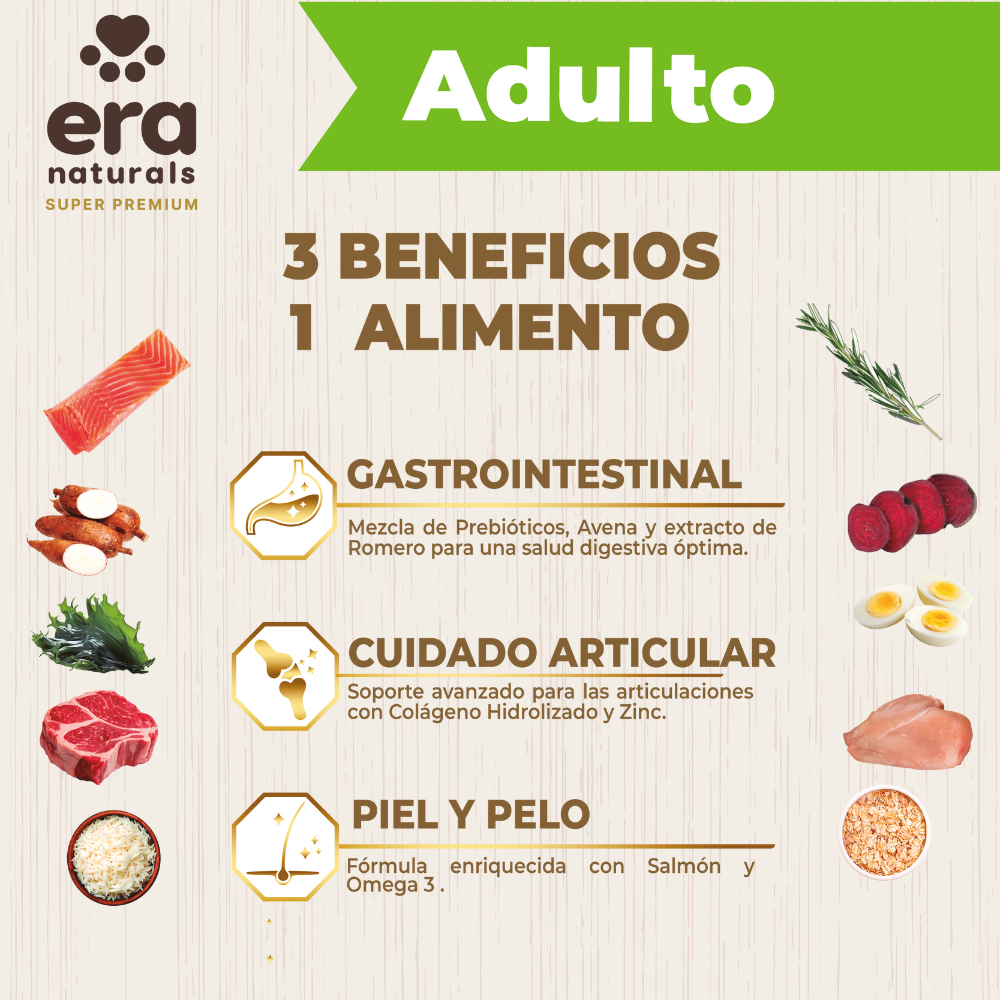 Era Naturals Adulto Raza Mediana y Grande Alimento Super Premium Era Naturals Adulto Raza Mediana y Grande Alimento Super Premium
